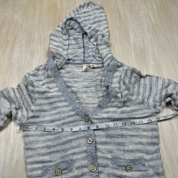 Anthropologie Moth Striped Hooded Button Front Cardigan Sweater XS Cozy Preppy - Picture 7 of 14